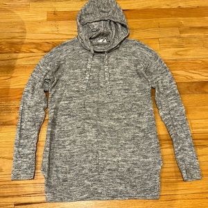 Hooded Drawstring Stone Wash Tunic Sweater